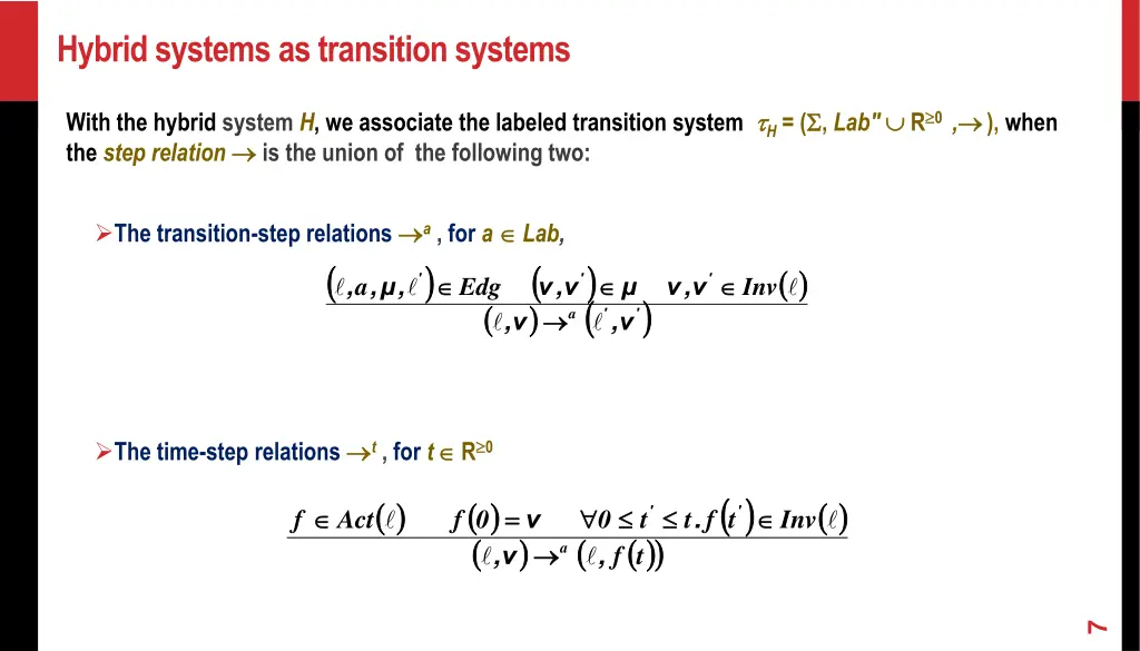 hybrid systems as transition systems