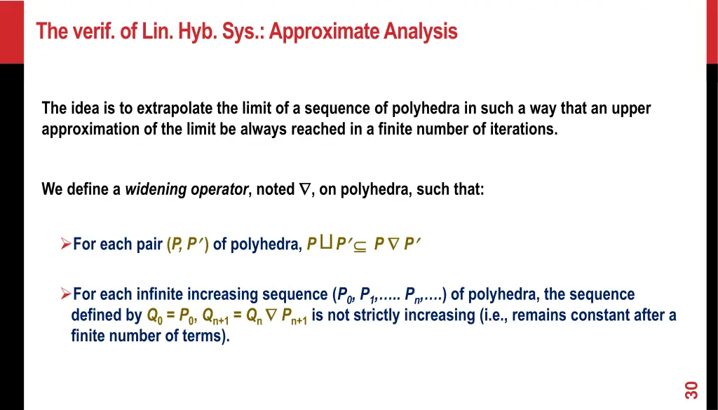 the verif of lin hyb sys approximate analysis 2