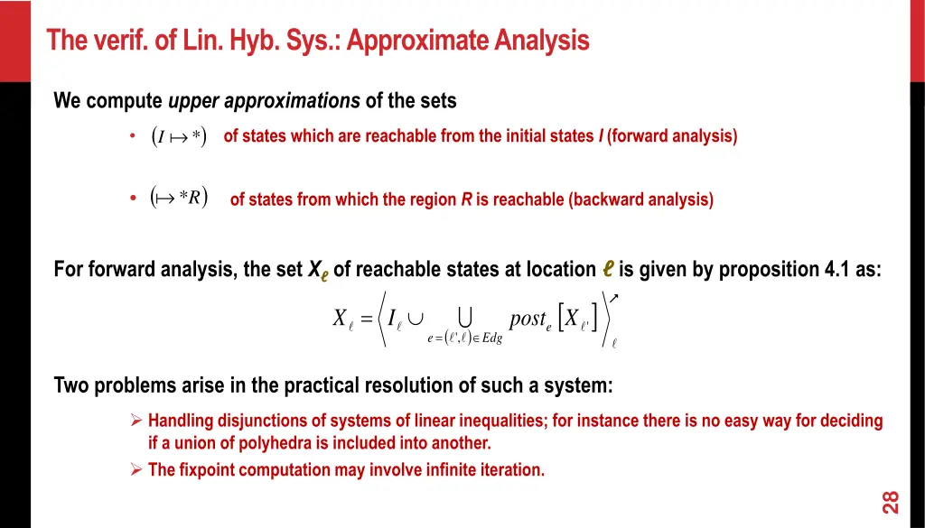 the verif of lin hyb sys approximate analysis