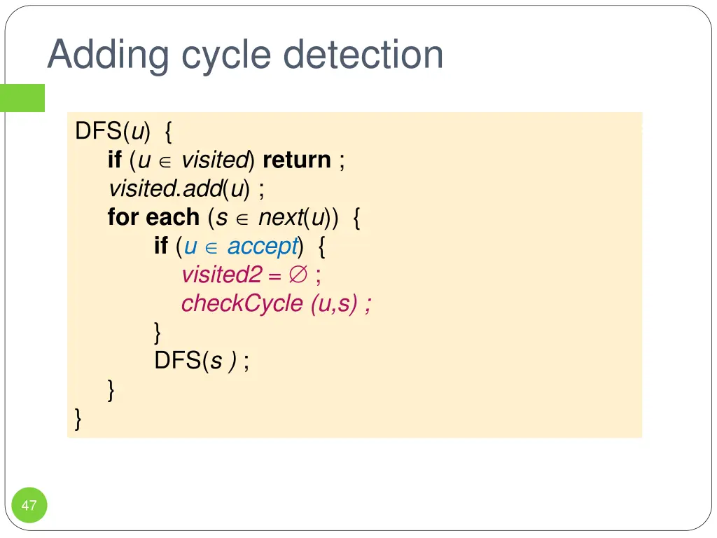 adding cycle detection
