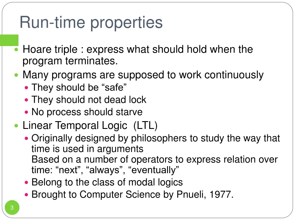 run time properties