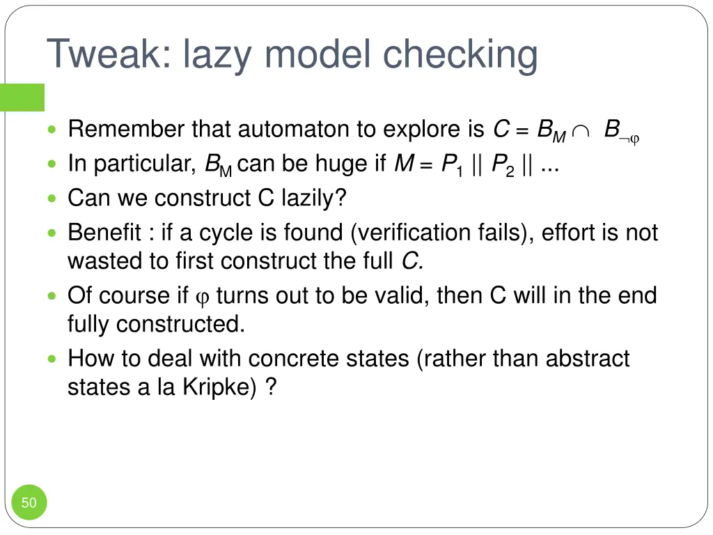 tweak lazy model checking