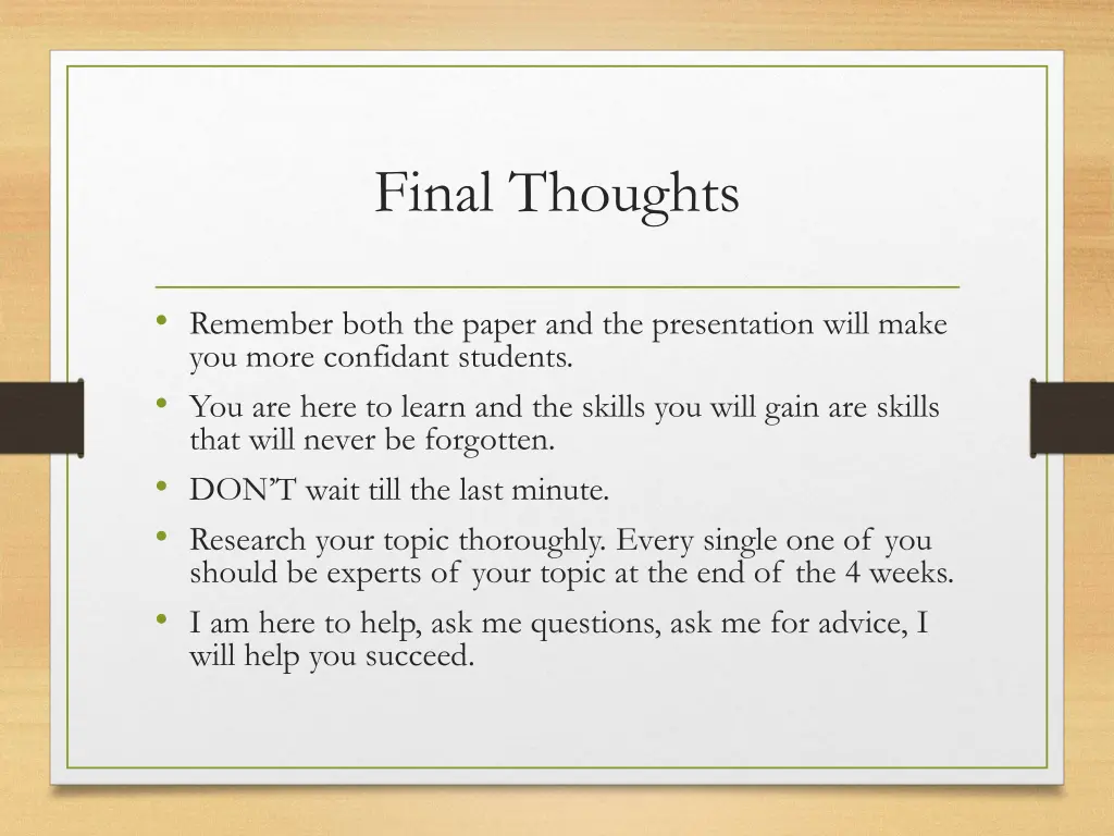 final thoughts