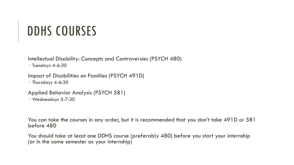 ddhs courses