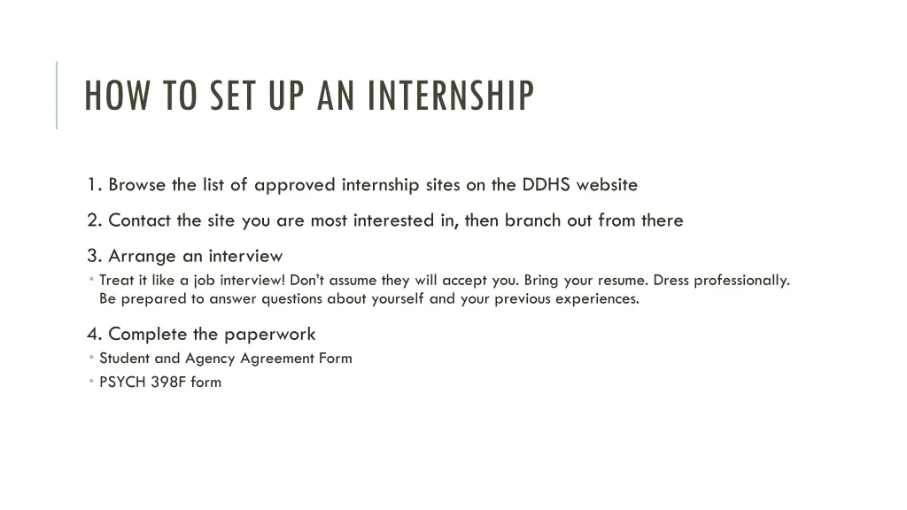 how to set up an internship
