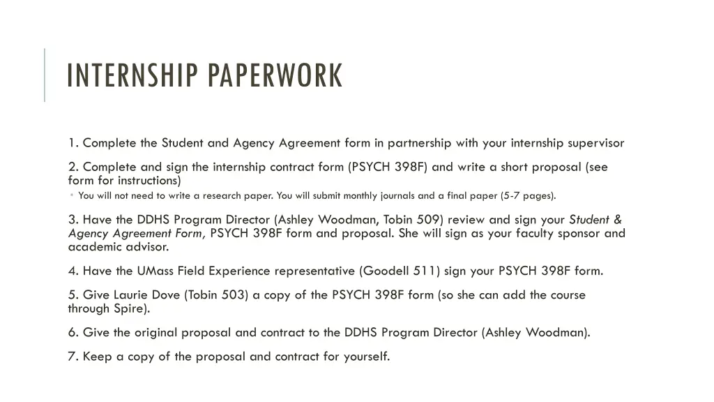 internship paperwork