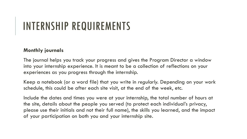 internship requirements