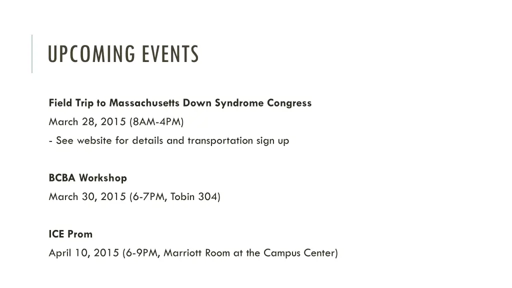 upcoming events