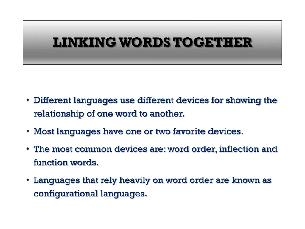 linking words together