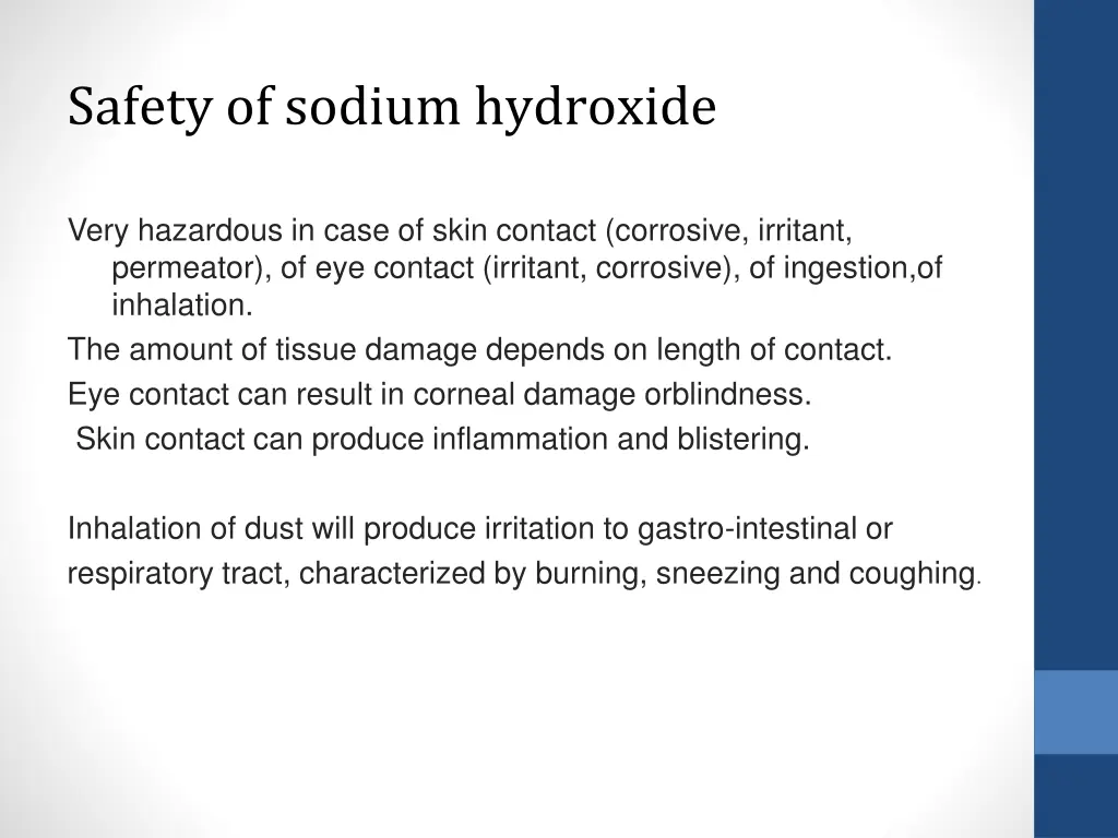 safety of sodium hydroxide