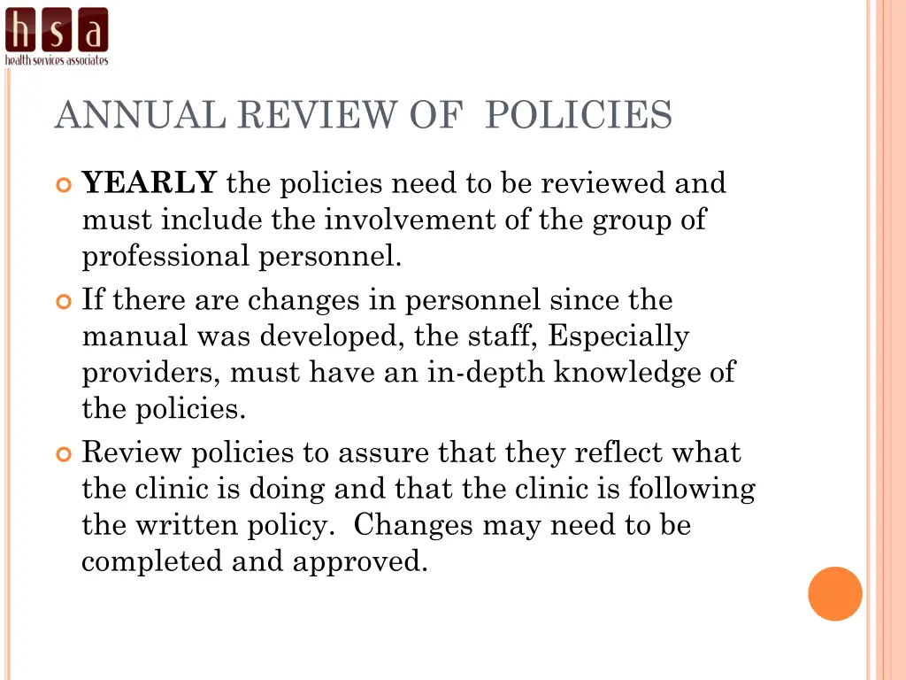 annual review of policies