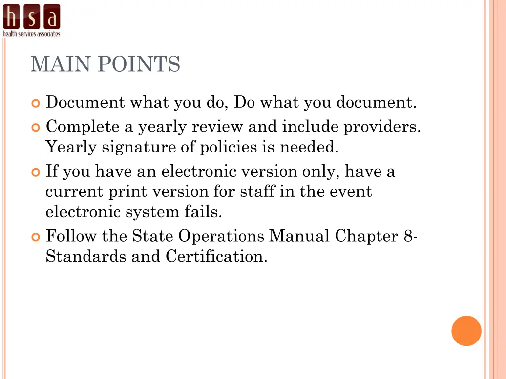 main points