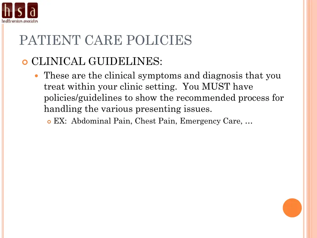 patient care policies