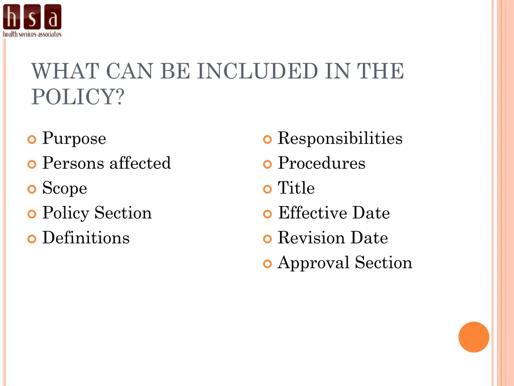 what can be included in the policy