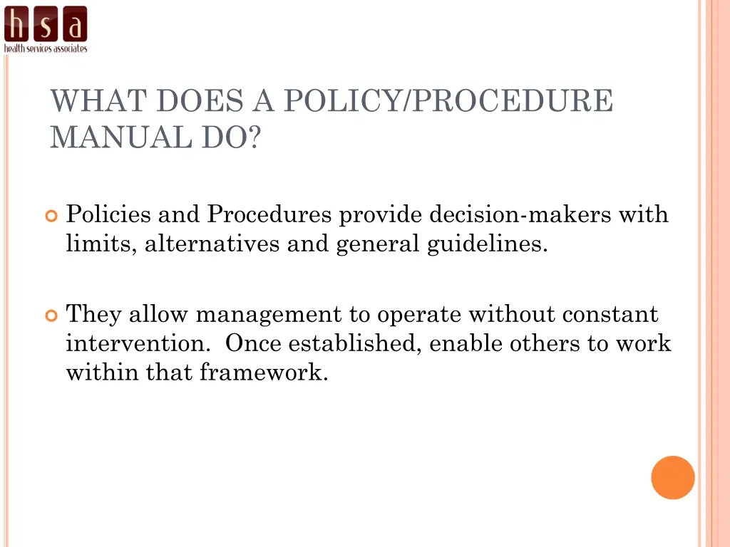 what does a policy procedure manual do 2