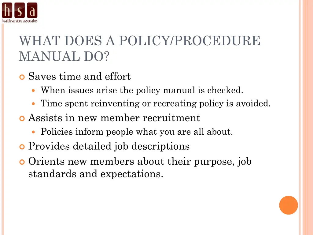 what does a policy procedure manual do