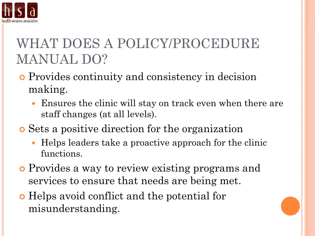 what does a policy procedure manual do provides