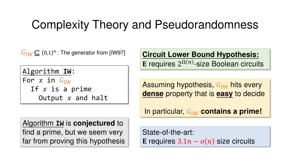 complexity theory and pseudorandomness