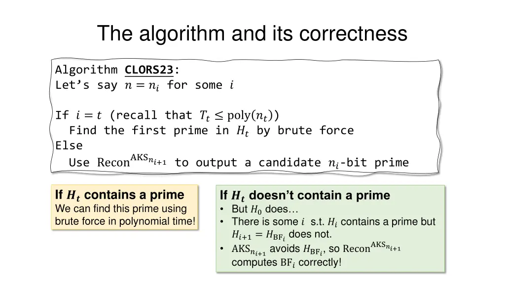 the algorithm and its correctness