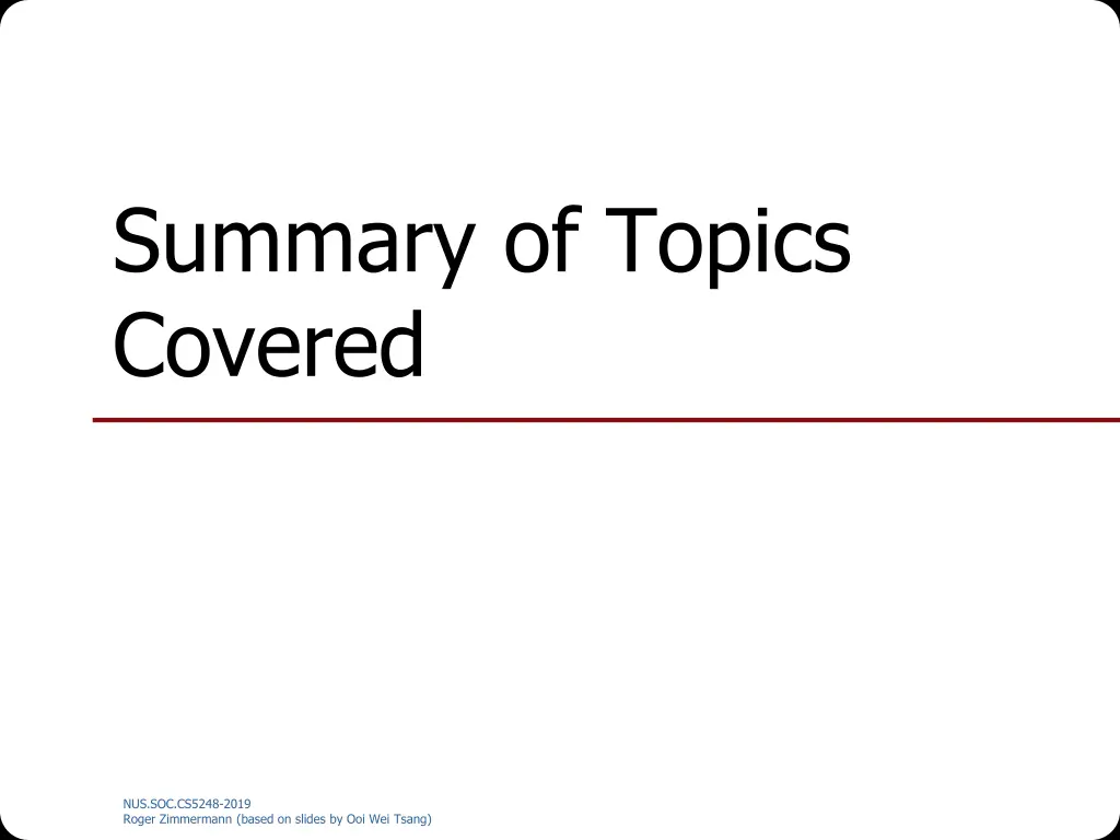 summary of topics covered