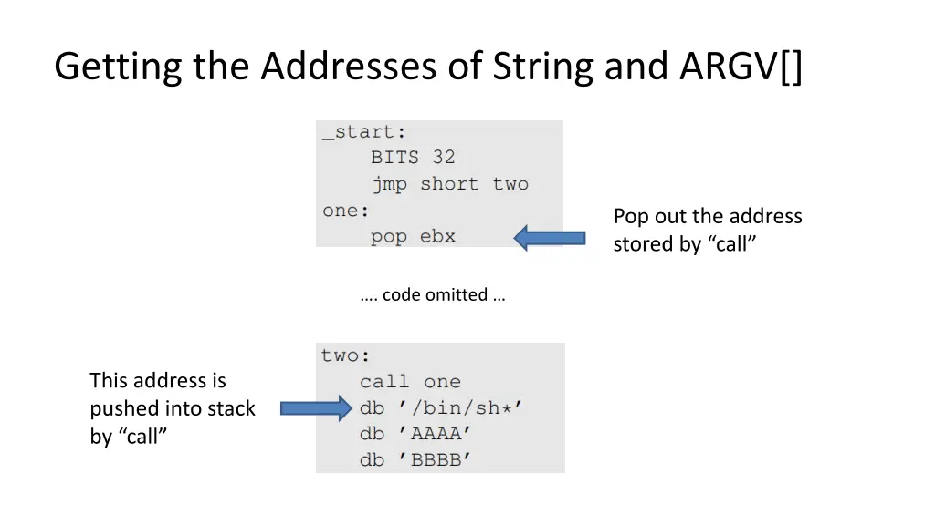 getting the addresses of string and argv