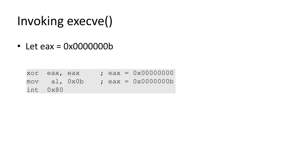 invoking execve