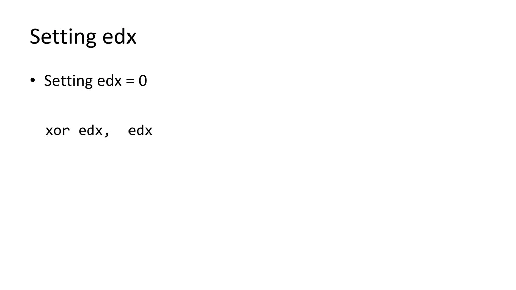 setting edx