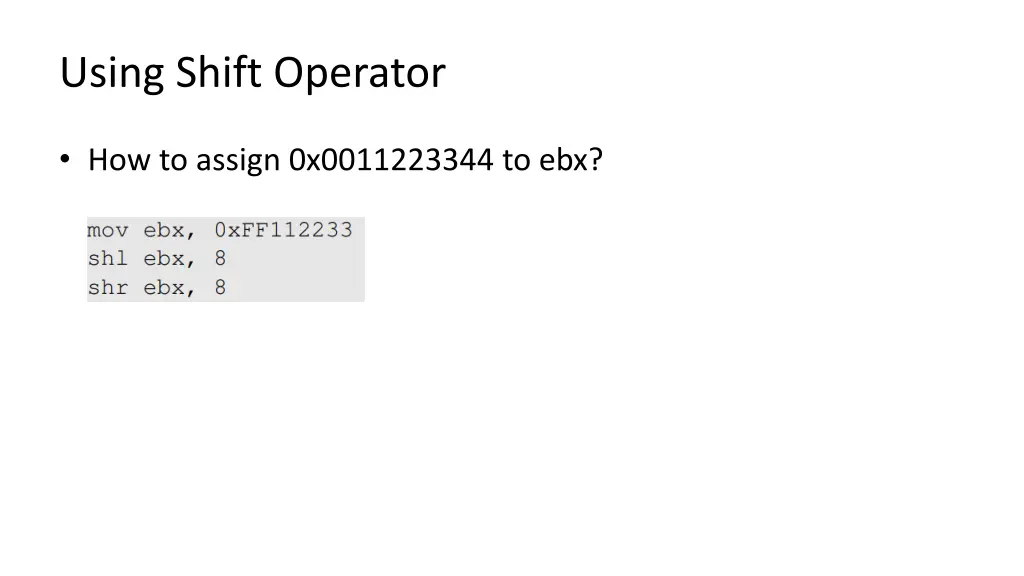 using shift operator