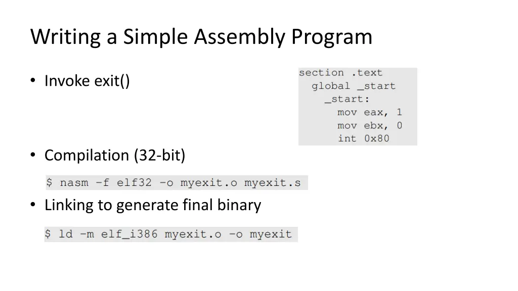 writing a simple assembly program