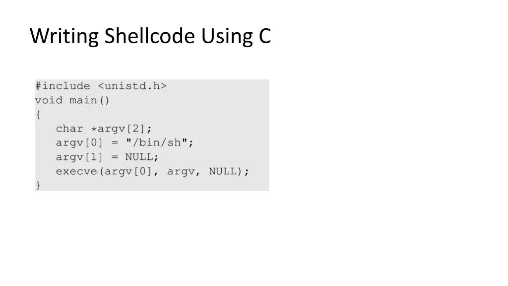 writing shellcode using c