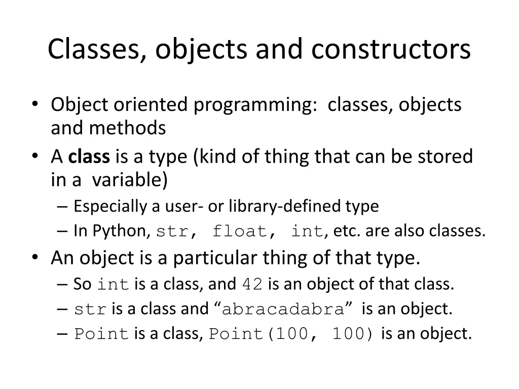 classes objects and constructors