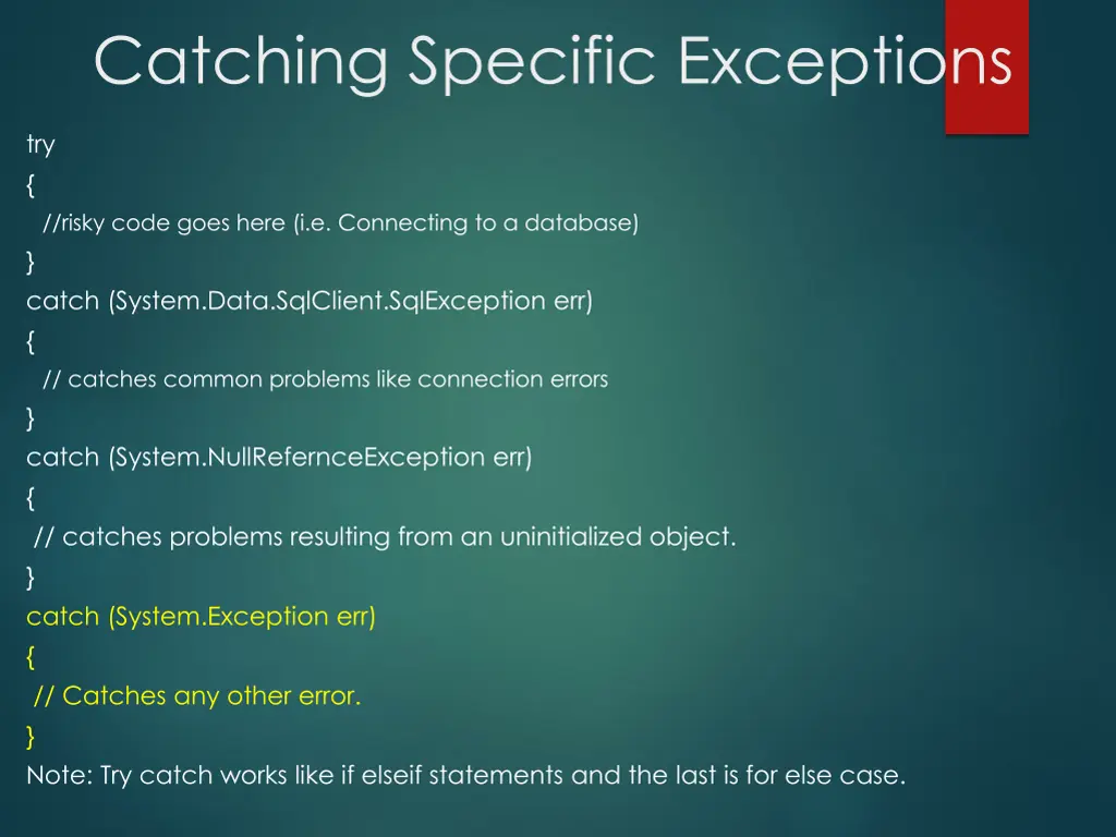 catching specific exceptions 1