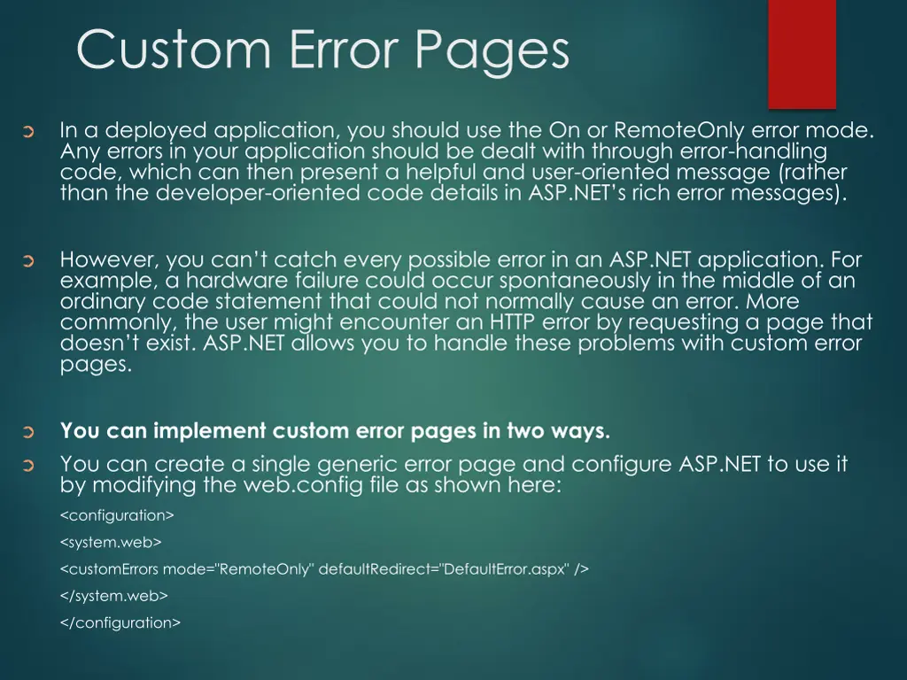custom error pages