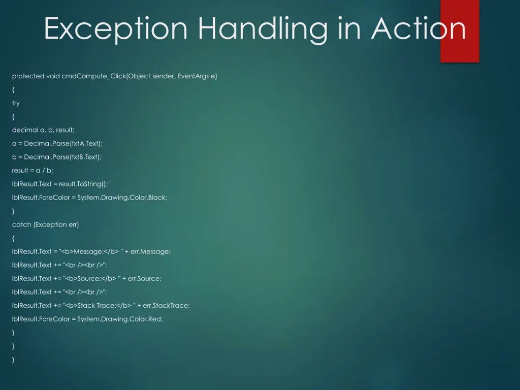 exception handling in action