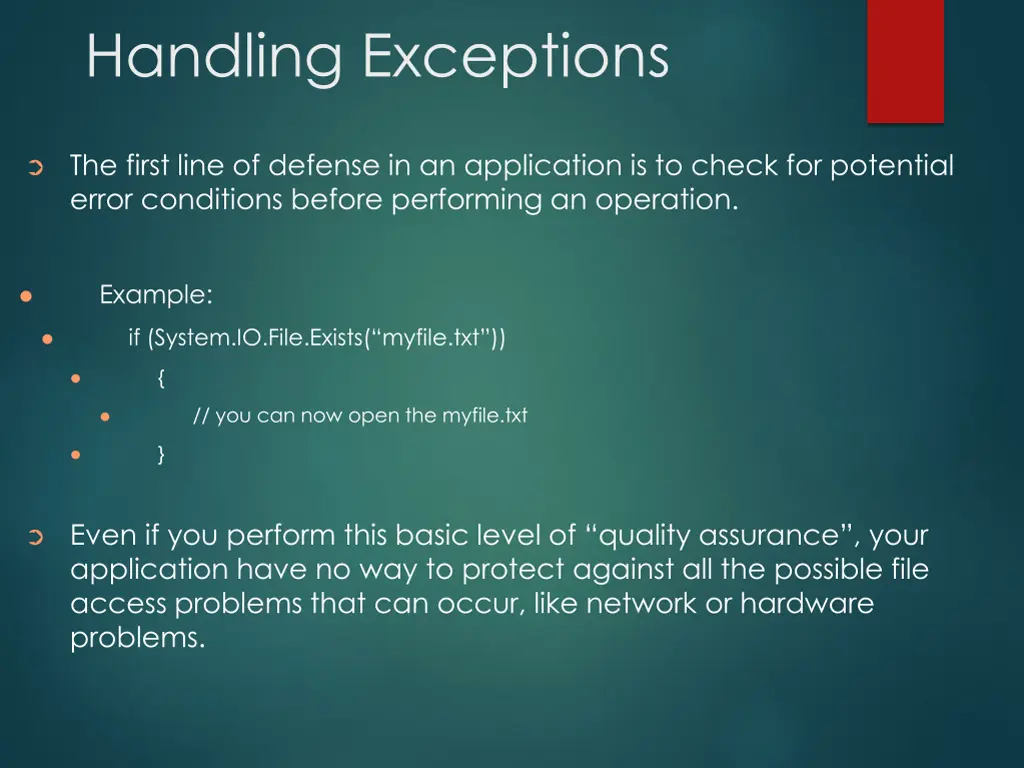 handling exceptions