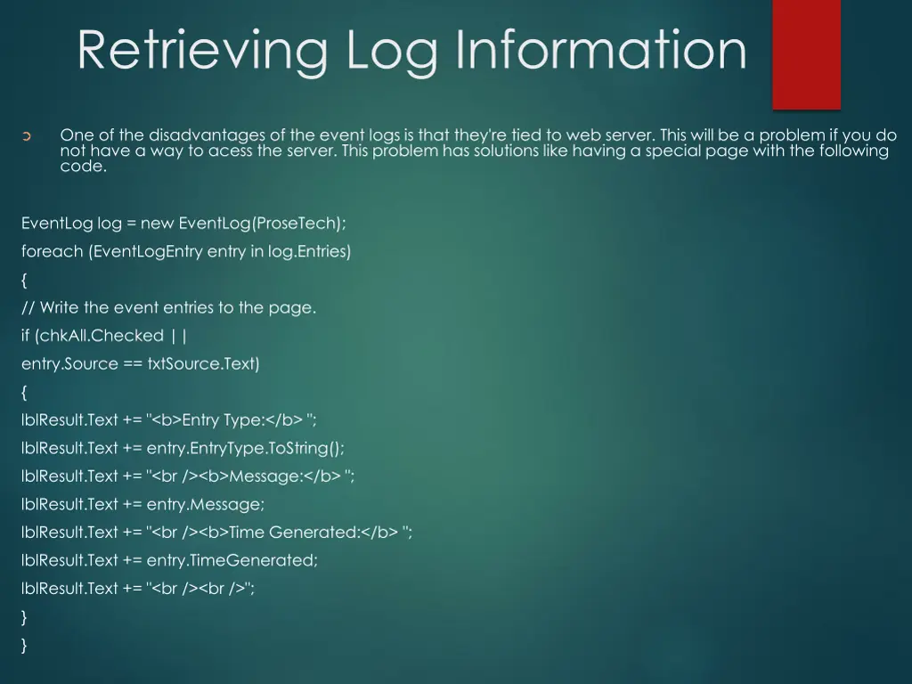 retrieving log information