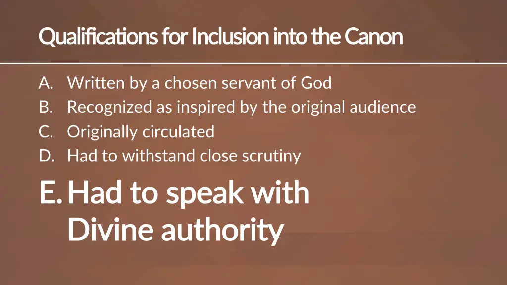qualifications for inclusion into the canon 4