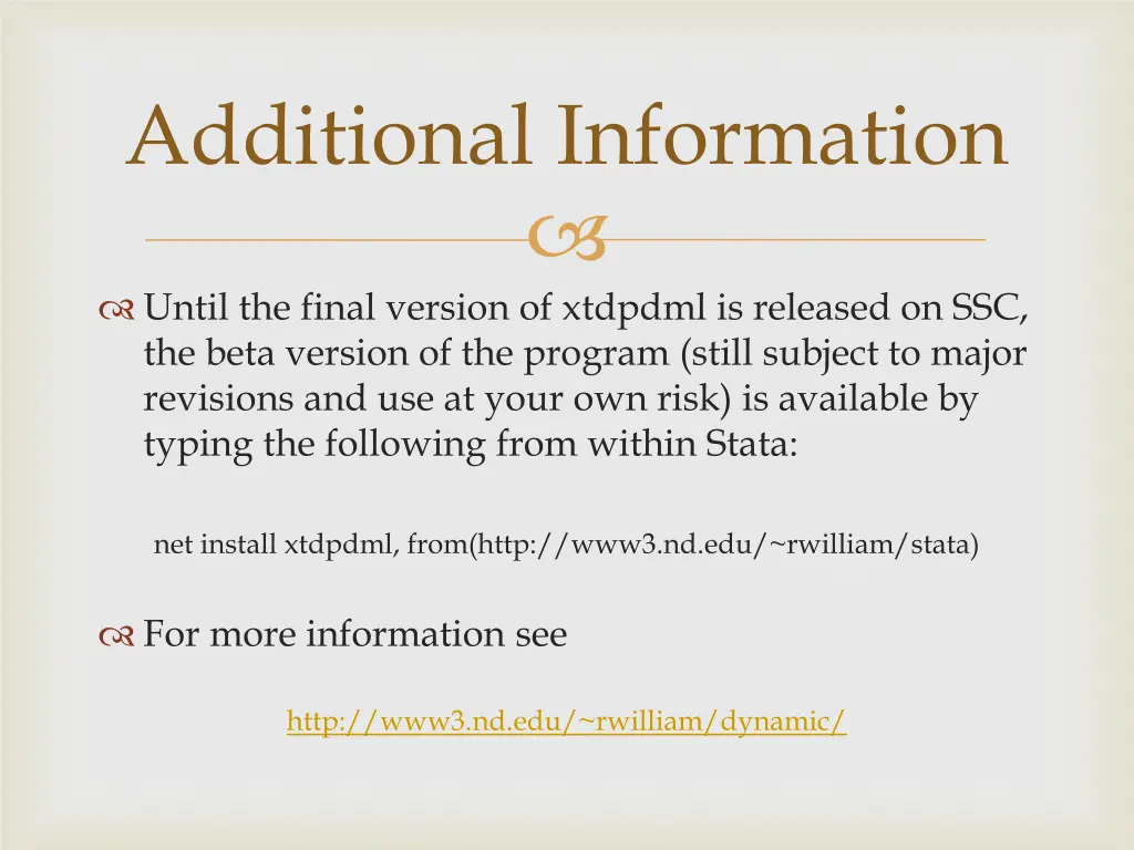 additional information