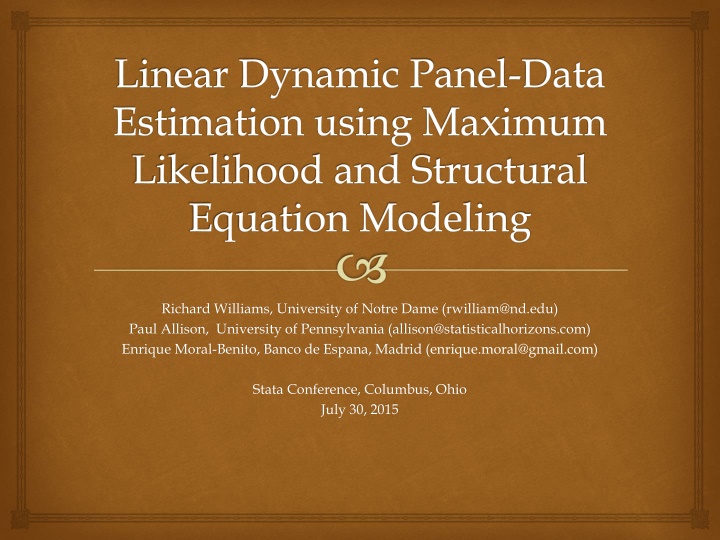 linear dynamic panel data estimation using