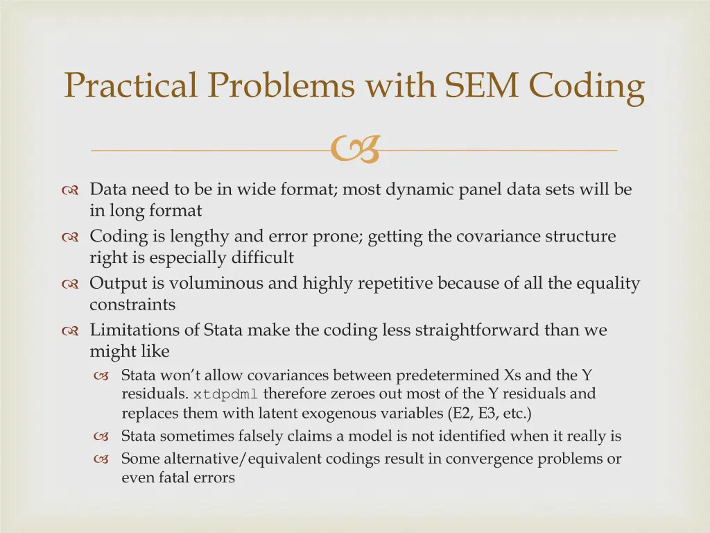 practical problems with sem coding