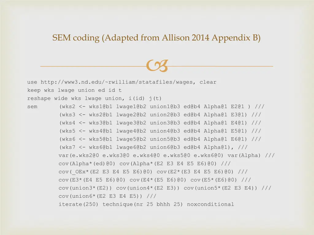 sem coding adapted from allison 2014 appendix b
