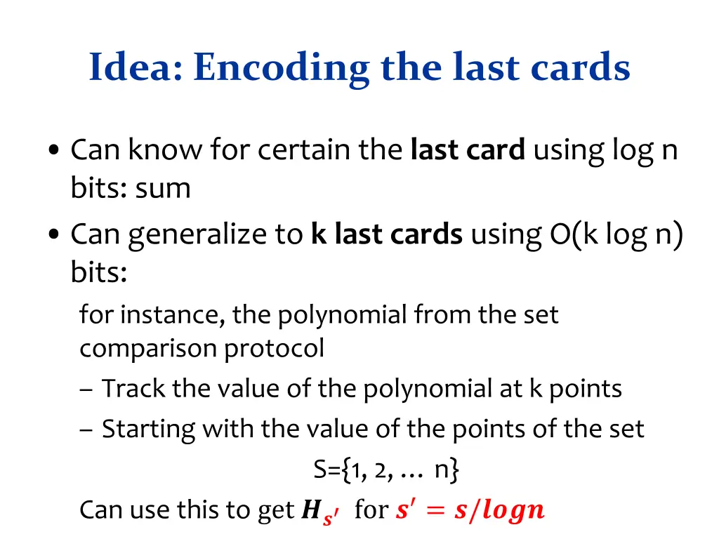 idea encoding the last cards