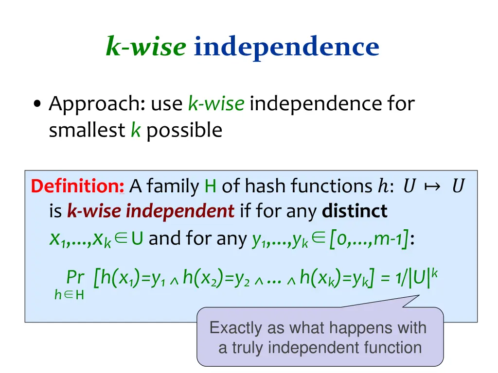 k wise independence