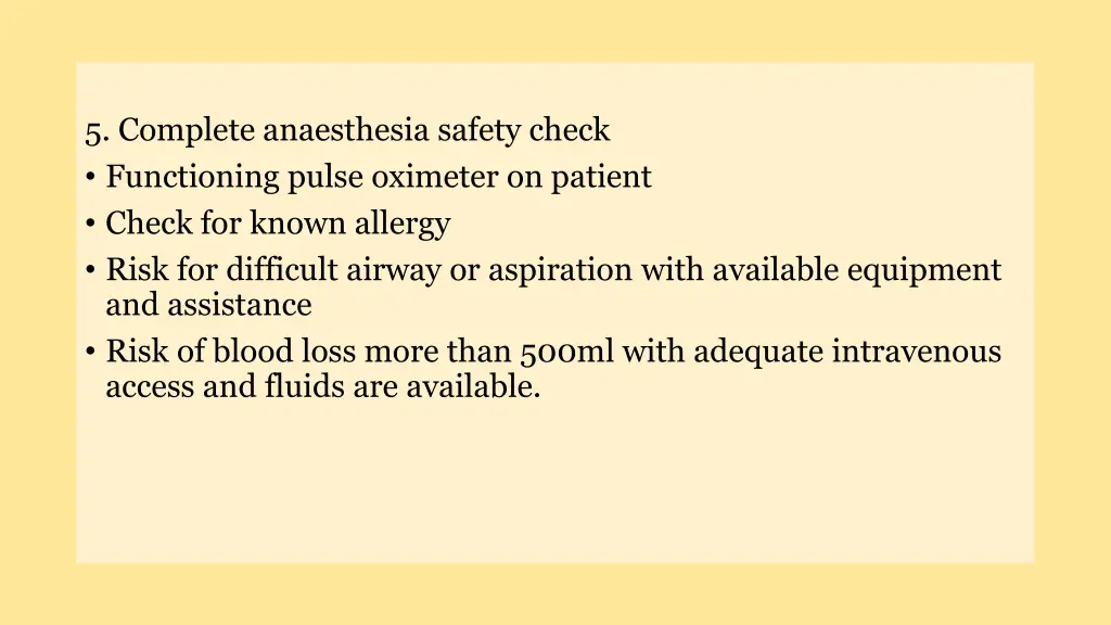 5 complete anaesthesia safety check functioning