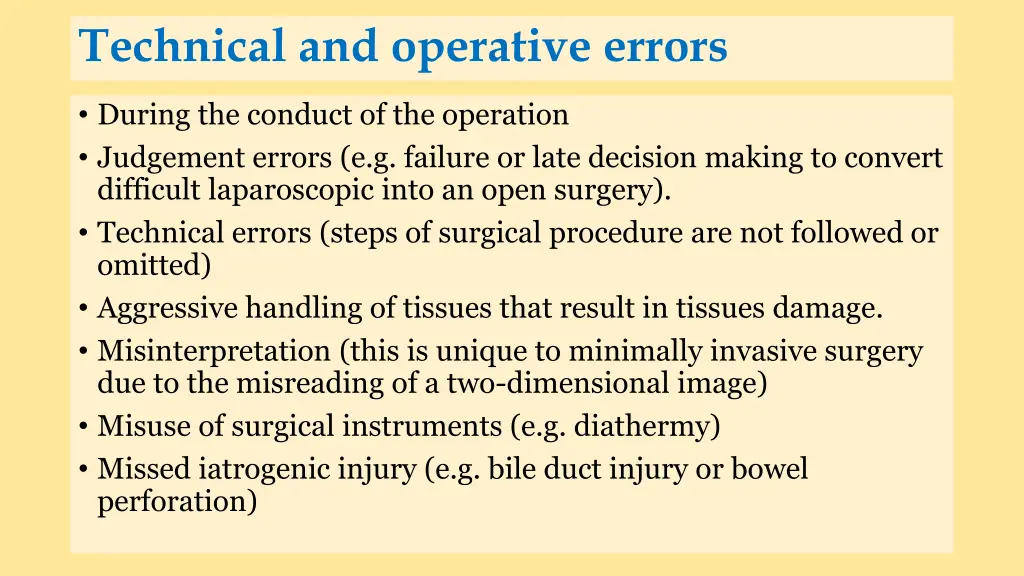 technical and operative errors