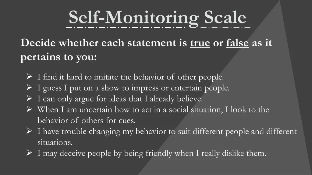 self monitoring scale