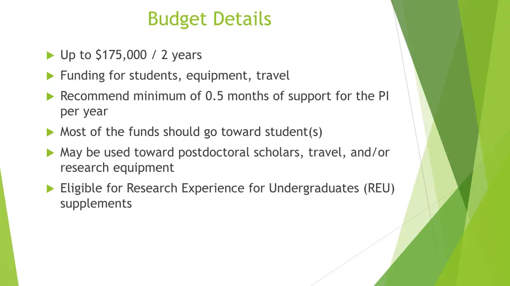 budget details