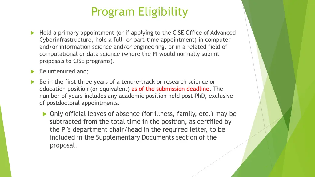 program eligibility