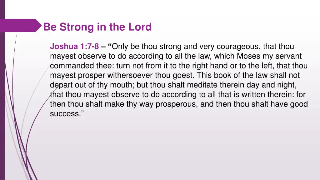 be strong in the lord