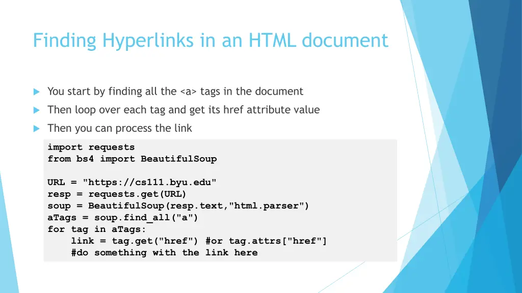 finding hyperlinks in an html document 1